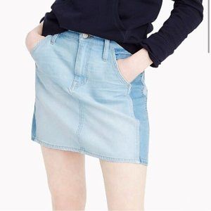 NWT J Crew Two-tone denim light blue mini skirt  Size 27